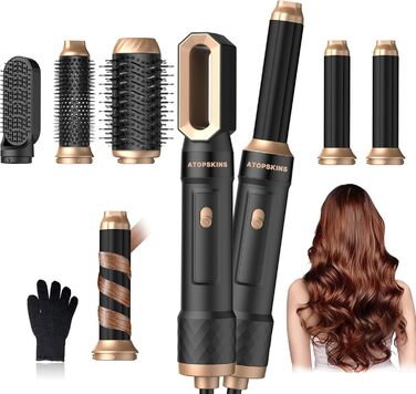 Набір для укладки волосся Pro Hairstyler 6 в 1: фен-щітка, стайлер, іонізація, 1000W, чорно-золотий