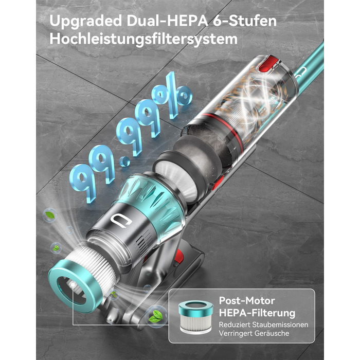 Бездротовий акумуляторний пилосос YU7 580W з потужністю всмоктування 47000Pa, час роботи до 70 хвилин, сенсорний екран, для килимів, шерсті тварин, твердих поверхонь