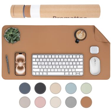 Офісний килимок для столу XXL з екошкіри: нековзний, водостійкий, карамельний (90x45 см) - ідеально для ноутбука, офісу та дому