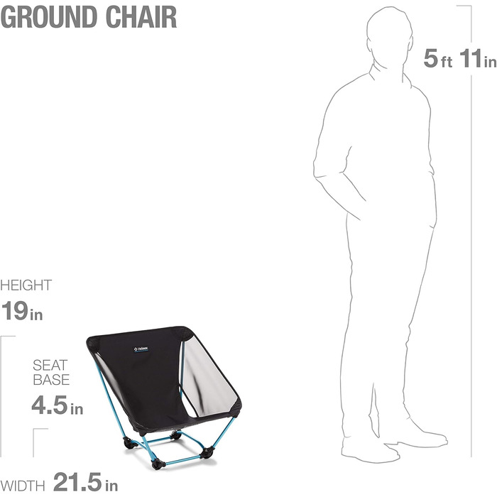 Стілець Helinox Ground Chair: легкий, складний, для кемпінгу та подорожей, чорний