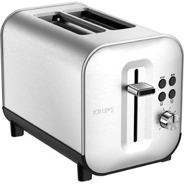 Тостер Krups KH682D Excellence, 2 скибки, 8 режимів підсмажування, 4 функції, 850 Вт, нержавіюча сталь, висувний лоток для крихт