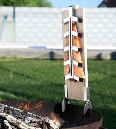 Набір дощок для запікання лосося з кедрового дерева Rosenstein & Söhne з підставкою з нержавіючої сталі, 2 шт.