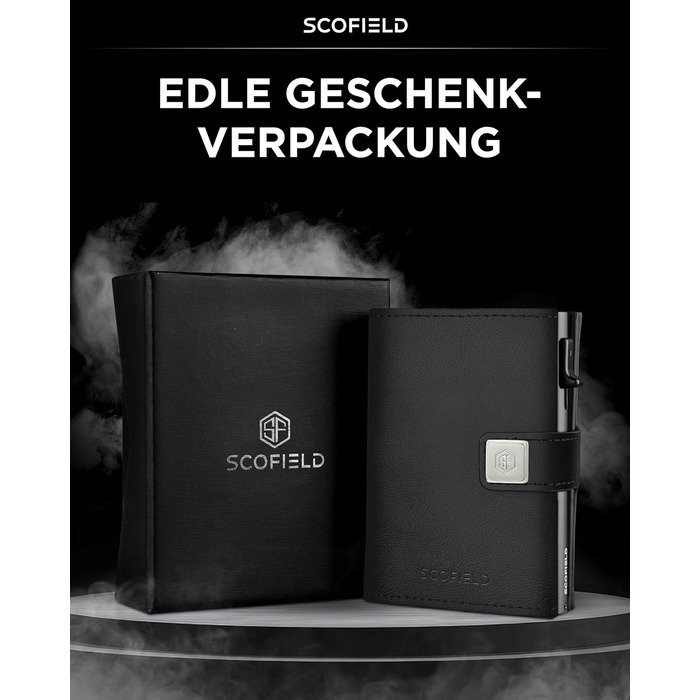 Чоловічий гаманець SF SCOFIELD з відділенням для монет | Тонкий гаманець на 9-11 карток | RFID захист | Чоловіче портмоне | Гаманець з монетницею | Чорний | Slim Wallet