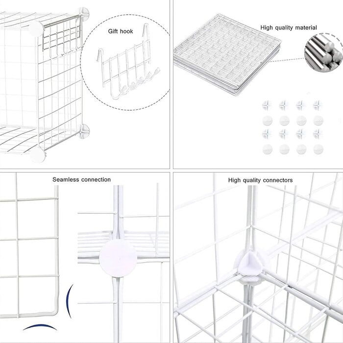 C&AHOME Wire Cube Storage, 6 - Metal Cube Organizer with C-Grid, Modular Shelf Units, Storage Container Shelves, Closet Organizer, 93.5 in L x 31.8 in W x 93.5 in H, (20 cubes, White)
