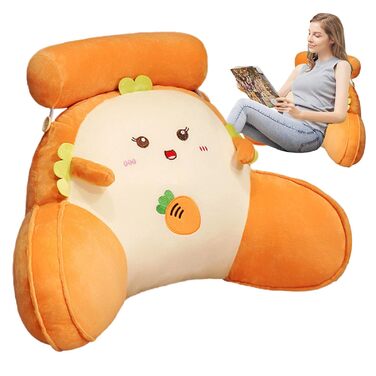 Подушка для спини з підлокітниками для ліжка, подушка для читання з знімною підтримкою шиї та підлокітниками - для читання, відпочинку та перегляду телевізора (60x35 см, F)