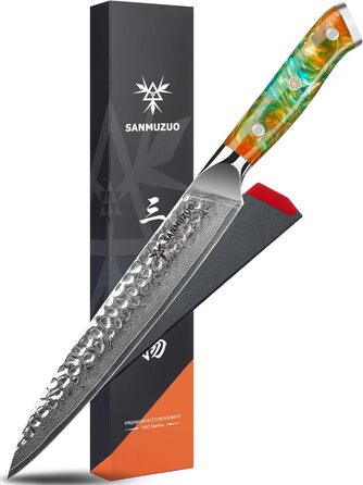 Ніж кухарський Sanmuzuo Yao серії, 20 см, Дамаск, сталь, ручка з харчу, професійний