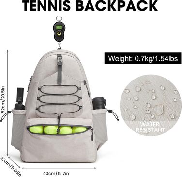 G4Free Tennis Bag Backpack - Large Capacity Sports Bag with Shoe Compartment for Men & Women (Ivory)