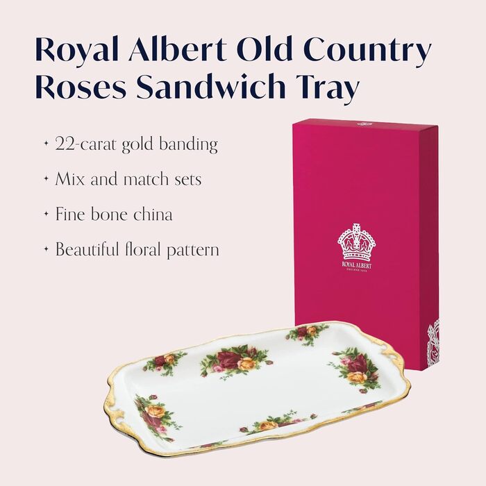 Сервізна тарілка Royal Albert Old Country Roses, 30 см, фарфор, для подачі сендвічів
