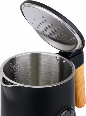 EMERIO Kettle | TEST WINNER House & Garden Test 02/2019 | made of high-quality borosilicate glass | with temperature selection (60-70-80-90-100°C) | BPA-free | AutoOff & dry boil protection | 2200W | WK-119255.5 (Black/Wood Look)