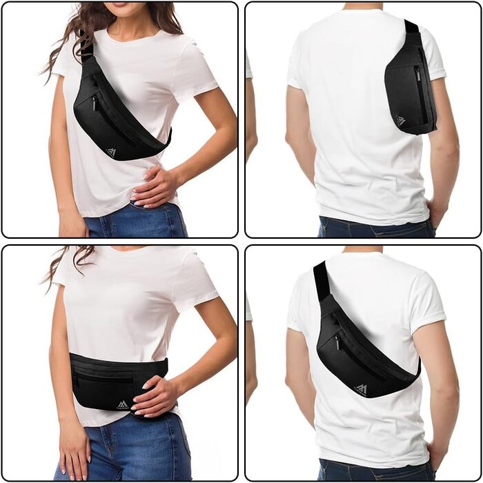 Поясна сумка Flintronic для чоловіків та жінок, стильна сумка на пояс, кросбоді, для спорту, відпочинку, міста, зелена (чорна)