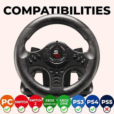 Кермо для гонок Subsonic Superdrive SV450 з педалями та перемикачем передач - сумісність з Xbox, Switch, PS4, Xbox One, PC