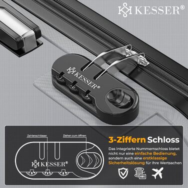 Набір валіз KESSER® 3шт з ABS-пластику: велика, середня, маленька з телескопічною ручкою, ваговою системою та замком