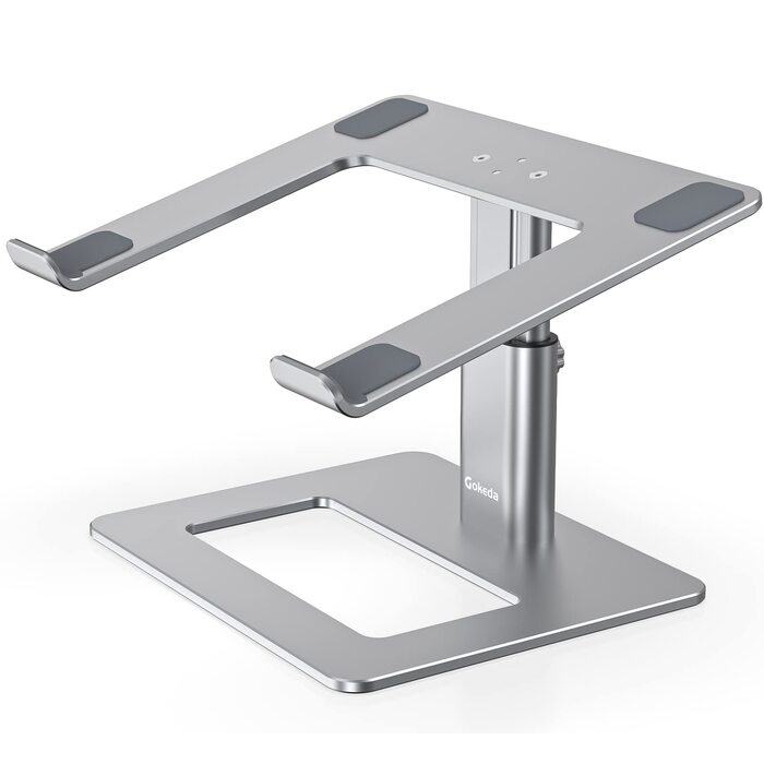 Підставка для ноутбука GOKEDA, регульована, ергономічна, з алюмінію, сумісна з MacBook, Dell, HP, Lenovo, Samsung (11-17 дюймів), сіра