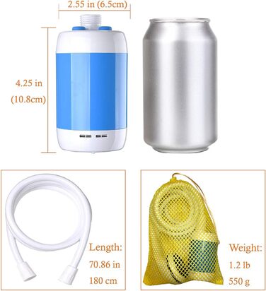 Електрична портативна душова кабіна Iron Hammer для кемпінгу, автомиття та купання тварин (блакитна)