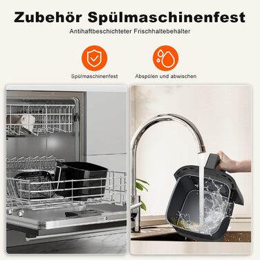 Фритюрниця повітряна DUMOS, 6 літрів, з вікном, квадратна, 12-в-1, для смаження, розігріву, сушіння, випікання, приготування на пару, 200°C, бежево-сіра