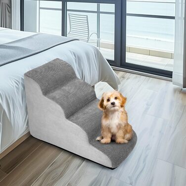 Сходинки для собак QWORK® - 4 сходинки, 74x40x52 см. Зручні та міцні сходи для домашніх тварин. Легко миються.