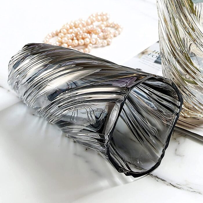 Скляна ваза Glas Blume, 24 см, сучасний мінімалістичний дизайн, ручної роботи. Ідеально для дому, офісу, декору та подарунків (сірий)