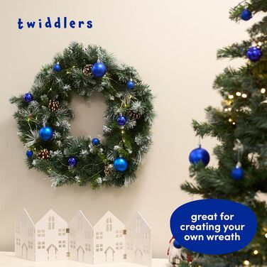 50 прикрас для ялинки Twiddlers – блакитні, різні розміри та покриття (6см, 4см, 3см)