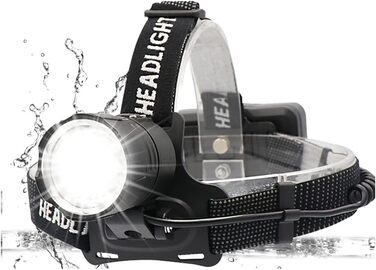 Лобовий ліхтарик LED XHP70.2, акумуляторний, 10000 люмен, USB-зарядка, надяскравий, зум, для роботи, полювання, будівництва, 3 батареї