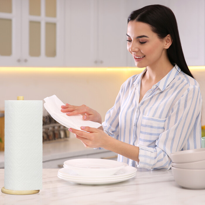Relaxdays Bamboo Kitchen Roll Holder