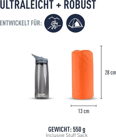 Килимок туристичний надувний Sea to Summit Ultralight Delta Core-V Regular, 2.5 сезони, оранжевий