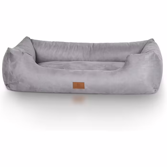 Knuffelwuff Dog Bed Dreamline in Velour XXL 120 x 85cm - Removable cover - Easy to clean - For large, medium and small dogs (Grey, L 155 x W 105 x H 30 cm)
