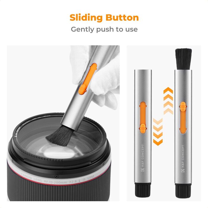 Очищувач об'єктивів K&F Concept: м'який пензлик для чищення цифрових камер, об'єктивів, лінз та фільтрів
