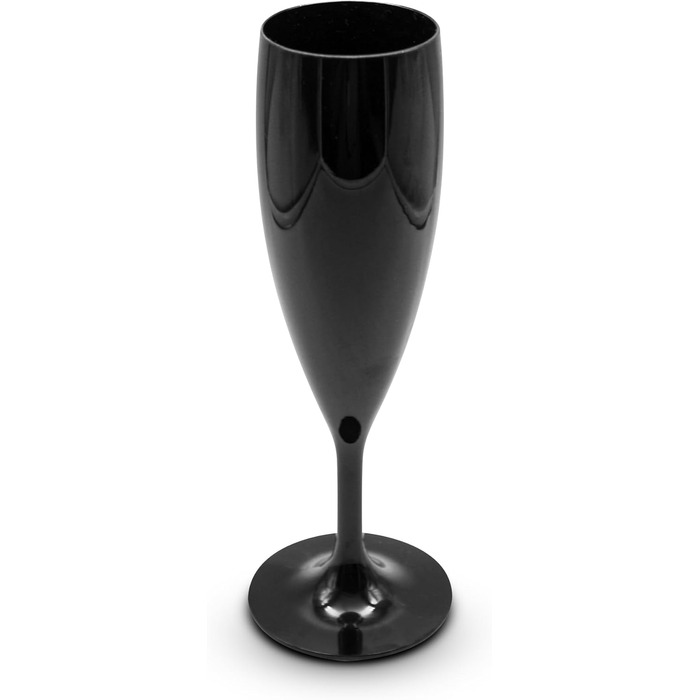 DOJA Barcelona: Набір з 6 склянок для шампанського, 60 мл, чорний полікарбонат, багаторазові | 195x68x2 мм