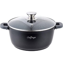 Чавунна каструля Cheffinger з кришкою, 24 см, індукція, чорна