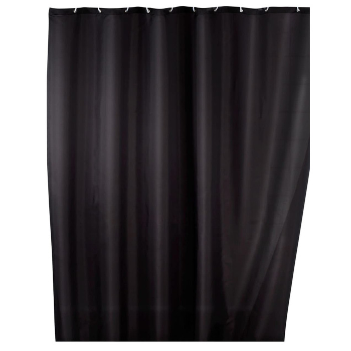 Штора для душу WENKO Anti-Schimmel чорна, текстильна, антигрибкова, водонепроникна, з кільцями, 180x200 см