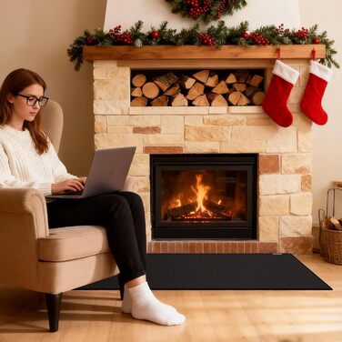 Килимок для гриля, захист від полум'я, 105x60 см, для газового гриля, силікон-склотканина, чорний