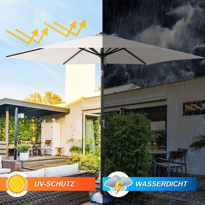 Daromigo Patio Umbrella Ø270 / 350cm with Crank | Canopy Umbrella Garden Umbrella Sun Protection UV Protection 50+ | Crank Umbrella Market Umbrella Waterproof for Garden, Balcony, without Stand