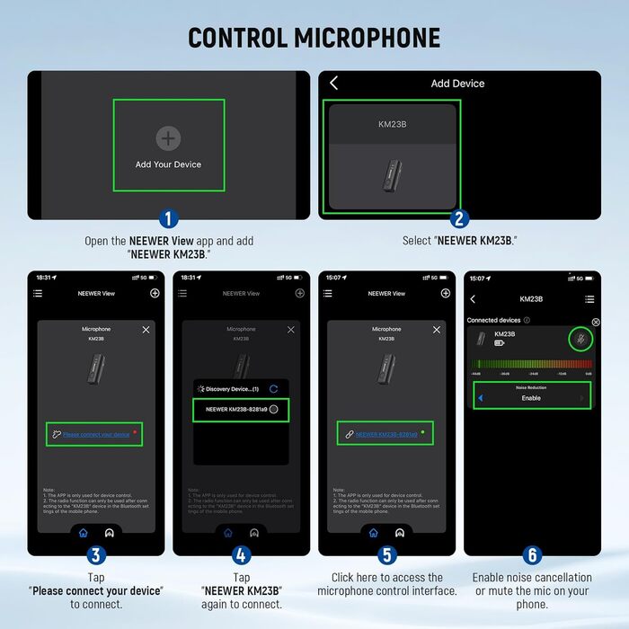 NEEWER Бездротовий петличний мікрофон KM23B: 48kHz/24Bit, 8 годин роботи, шумозаглушення, USB-C, сумісний з DJI, Insta360, iPhone, Android, PC