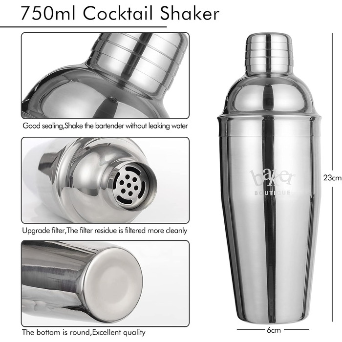 Набір для коктейлів Baker Boutique 17 предметів, 750 мл: шейкер, підставка з дерева, книга рецептів