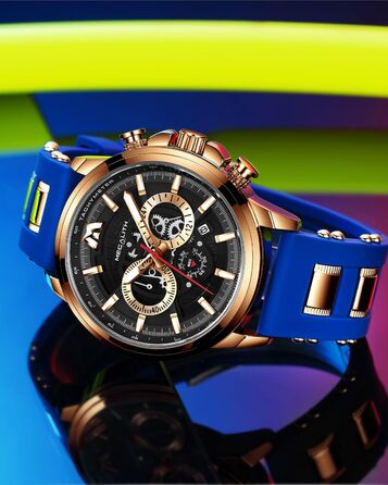 Чоловічий годинник MEGALITH Chronograph: аналоговий, водонепроникний, з датою, свідодіодом, кварцовий годинник. Ідеальний подарунок для спортивних чоловіків (B2-блакитний)