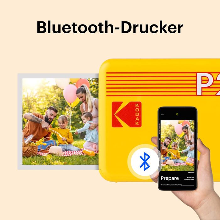 Фотодрук Kodak Mini 2 Retro: компактний мобільний принтер Bluetooth, 5.3x8.6 см, комплект з 38 картками, білий