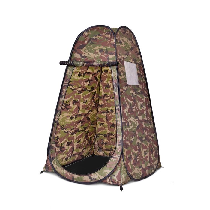 Намет для душу GYMAX, 120x120x190 см, для кемпінгу, відпочинку на природі, з сумкою, Flecktarn (зелений)