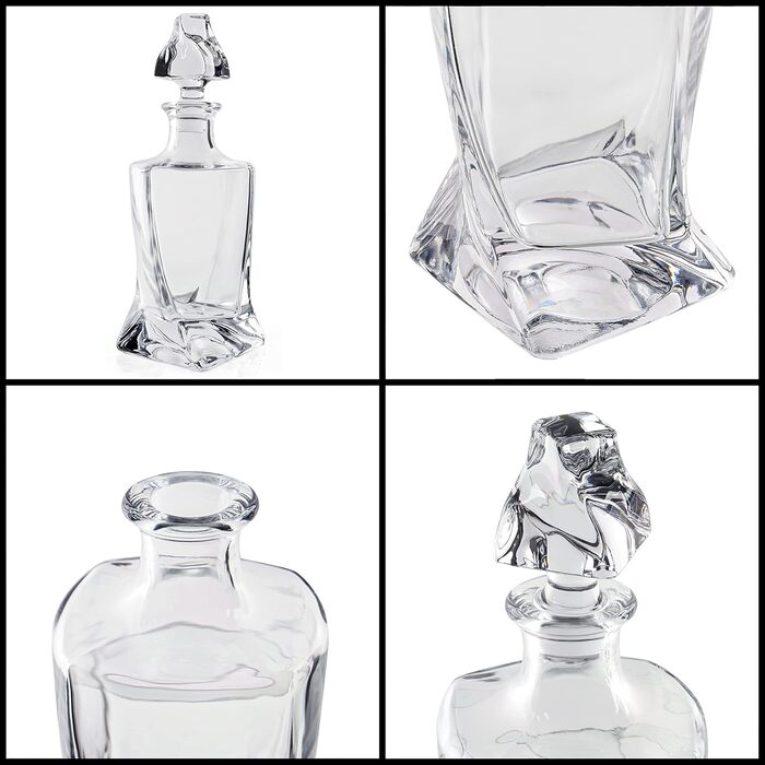 Belle Vous 800 ml Glass Whiskey Decanter & Whiskey Glasses Set - Whiskey Decanter with Glass Stopper - Whiskey Gifts for Men, Ideal as Wine, Brandy, Bourbon & Whiskey Accessories