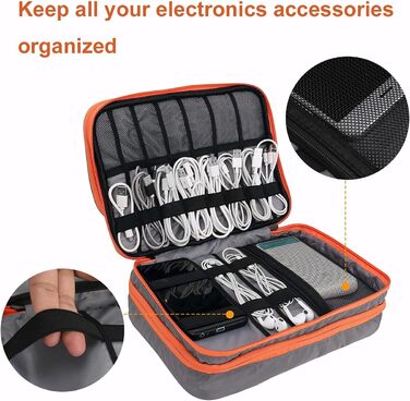 Gocokia Double-Layer Travel Bag for Electronic Accessories with Large Capacity