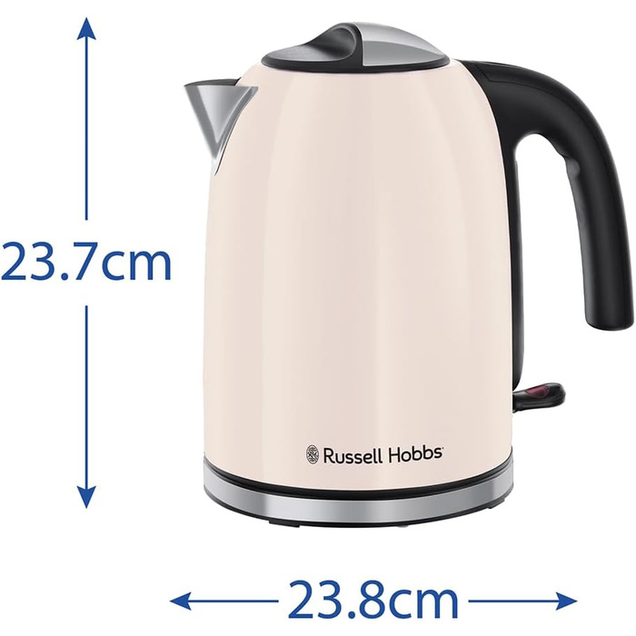 Електричний чайник Russell Hobbs Colours Plus Mocha з нержавіючими акцентами, 1.7л, 2400W, з індикатором рівня води, фільтром від накипу та функцією швидкого кип'ятіння