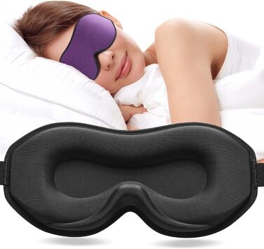 Маска для сну Umisleep для тих, хто спить на боці, з 3D-очними впадинами, регульованим ремінцем, світлонепроникна та дихаюча, для чоловіків та жінок, підходить для подорожей та йоги (фіолетова)