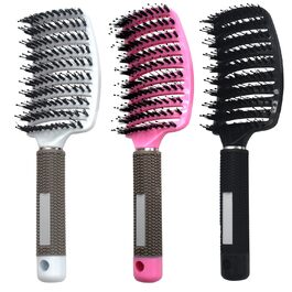 Набір з 3 шт. гребінців для волосся з щетиною дикого кабана, вигнуті, з вентиляцією, для розплутування та укладання волосся. Підходить для довгого, тонкого, густого, кучерявого волосся. Набір гребінців для волосся для розчісування та укладання.