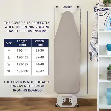 Encasa Homes Ironing Board Cover 'Luxury Line' with extra thick padding (suitable for standard boards of the size Medium, 112x34 cm) Green Roses - Replacement for House & Hotel