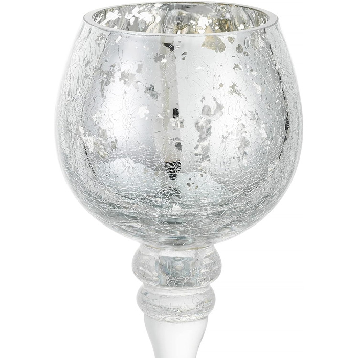 Romadedi Tealight Holder Candle Holder Glass Silver - Lantern Tealight Holder Decor Mercury 3-Piece Set 23.5/25.5/31.5 cm for Tealights Votive Candles, High Candles, Living Room Table Decoration, Wedding