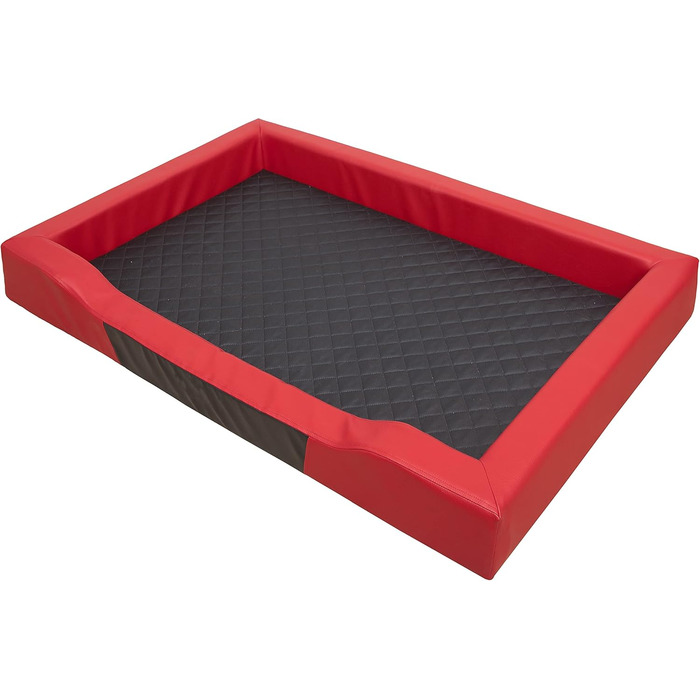 Крісло-ліжко для собак XL, 93x62 см, червоне екошкіра, чорна матрацна поверхня