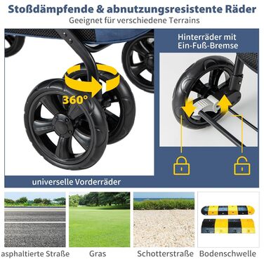 Візок для собак COSTWAY, складаний, до 40 кг, з подушкою, з сітковими віконцями, верхньою полицею, 2 дверцятами та бічними кишенями, блакитний