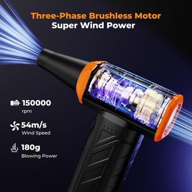 Електричний пилосос-фен K&F CONCEPT EnduroPower: 300000 об/хв, безщітковий мотор, для ПК, авто та туристичного спорядження