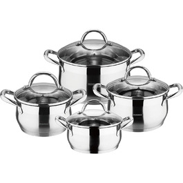 Набір каструль Bergner Gourmet 8 предметів, нержавіюча сталь, індукційне дно, 3 л