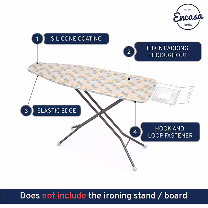 Encasa Homes Ironing Board Cover 'Luxury Line' with extra thick padding (suitable for standard boards of the size Medium, 112x34 cm) Green Roses - Replacement for House & Hotel