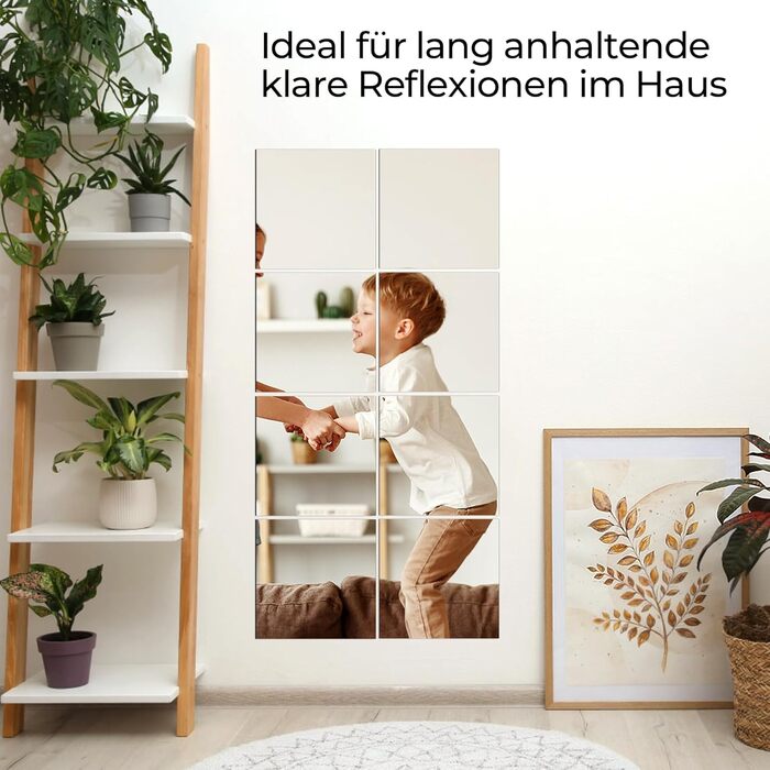 Дзеркальні наклейки 30x30 см, 8 шт. Гнучкі акрилові дзеркала на клейкій основі, для декору стін, шаф, спальні та ванної кімнати